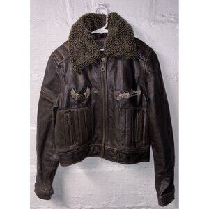 Vintage Women’s Flying Bikes Oakwood Brown Leather Flight Biker Jacket Small